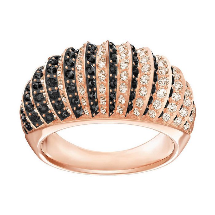 swarovski anello luxury domed nero placcato oro rosa 5406950
